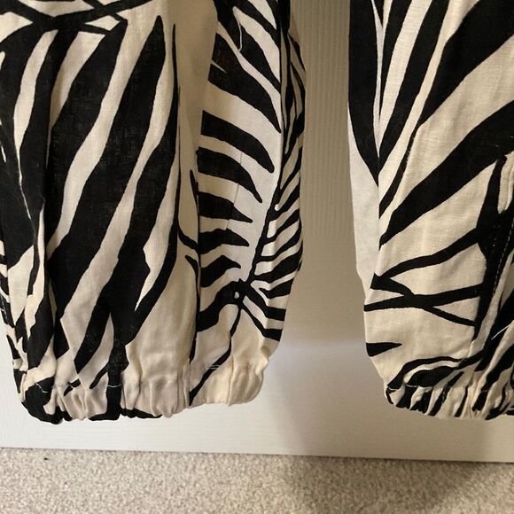 Rachel Zoe Plus Linen Blend Drawstring Cargo Joggers Size 1X Black/Khaki - Picture 3 of 11